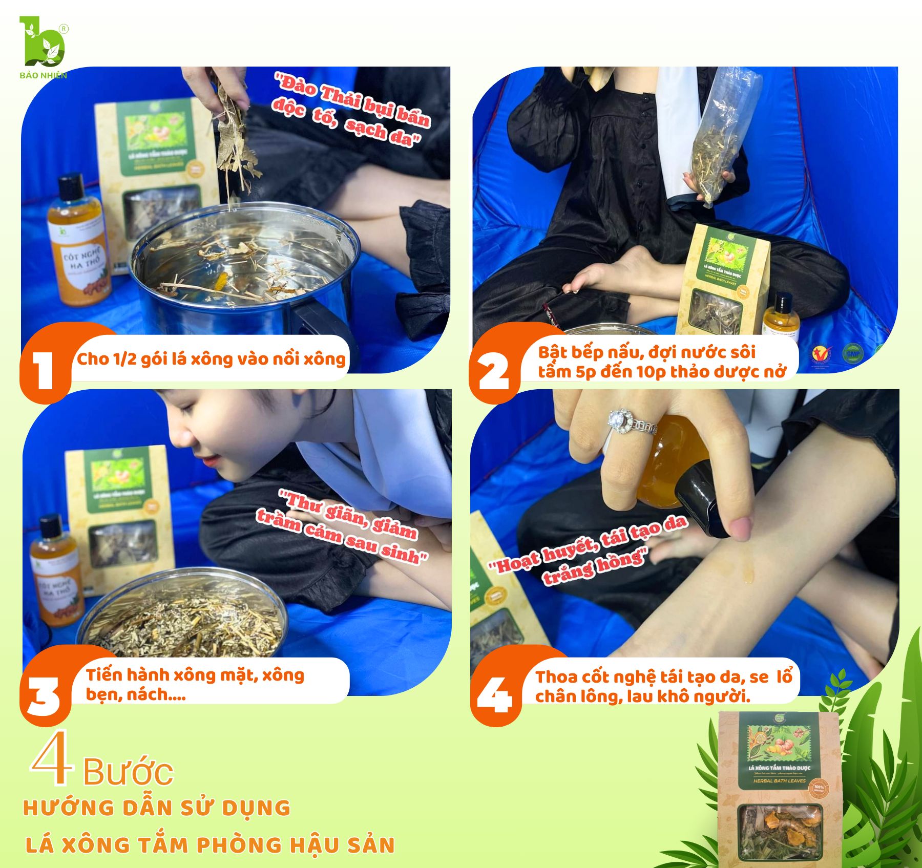 Lá Xông Tắm Thảo Dược Cung đình