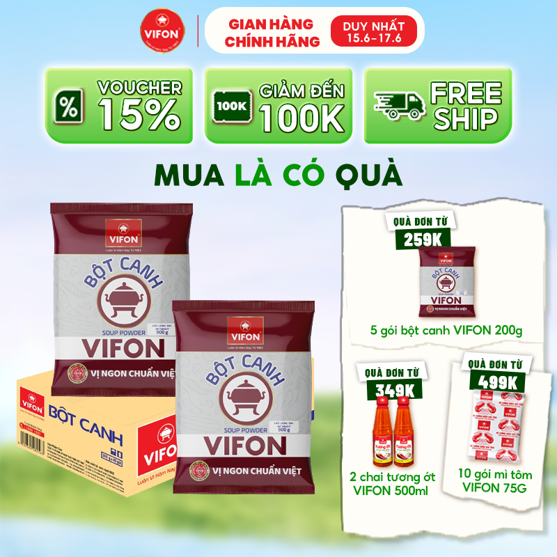 [VOUCHER đến 80K]-Thùng 12 gói Bột Canh 14% VIFON  900gr/gói