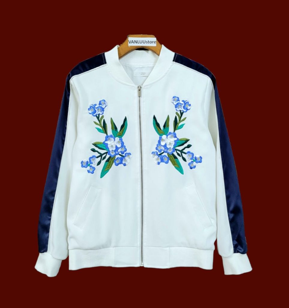 Áo khoác nữ dáng Bomber thêu hoa cao cấp