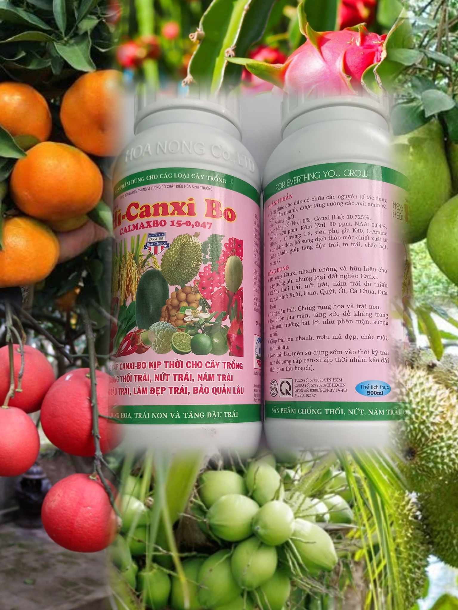 Phân bón lá HN roots 3 Canxi - Bo, 500ml, cho tất cả các cây trồng