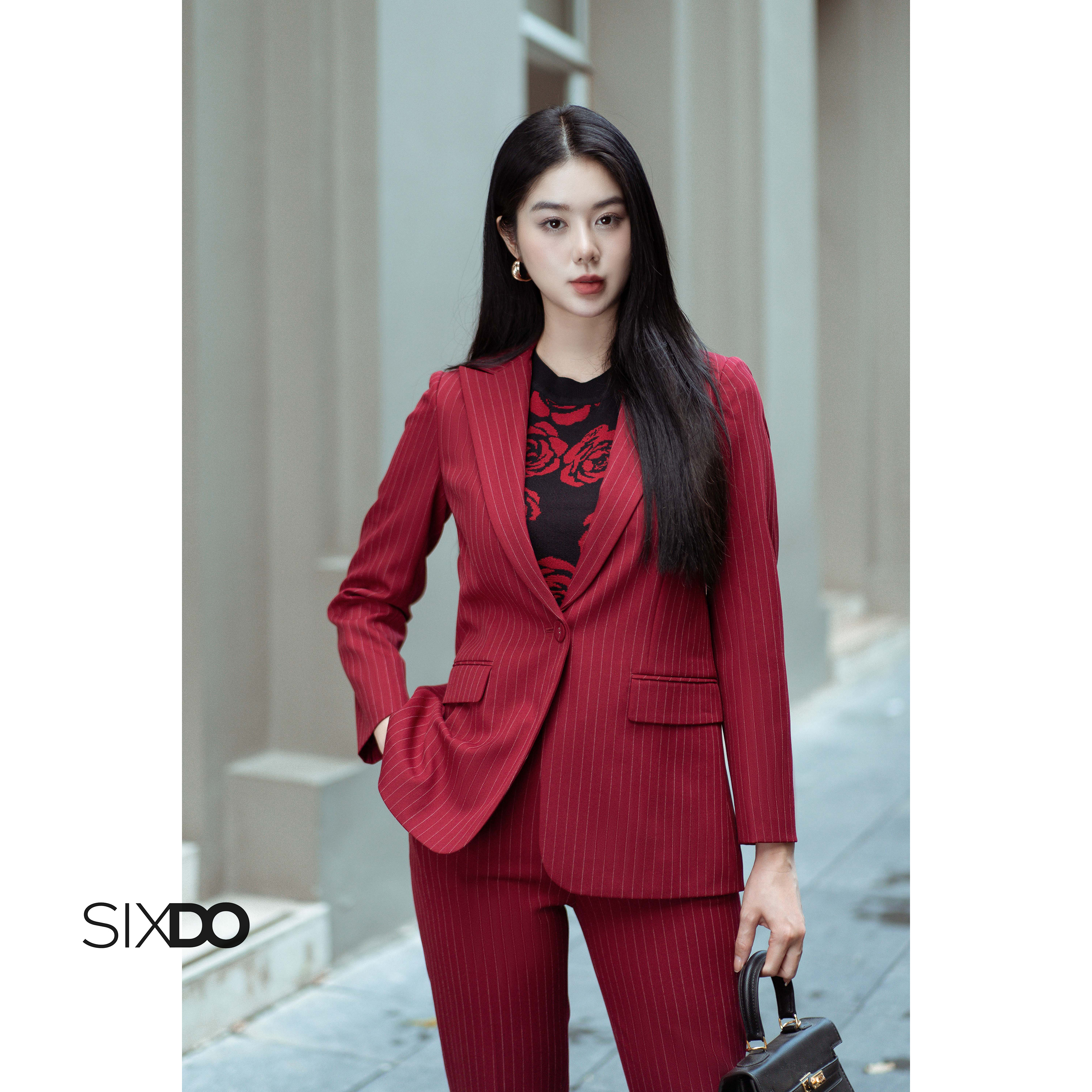 Áo vest nữ kẻ sọc SIXDO (Stripe Single Breasted Woven Vest)