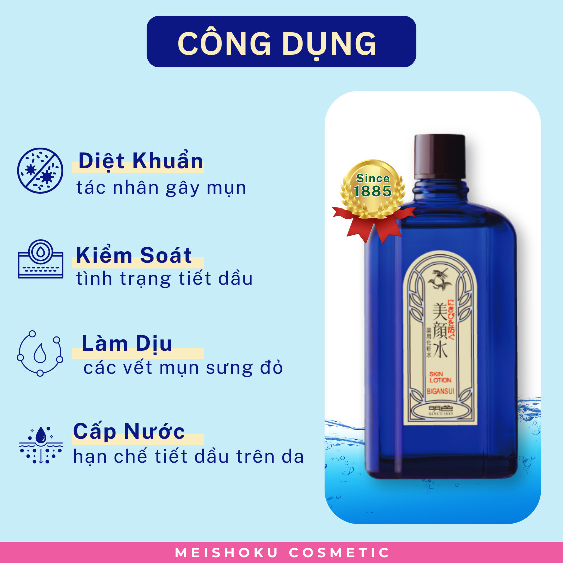 Toner Cho Da Dầu Mụn MEISHOKU Bigansui 90ML