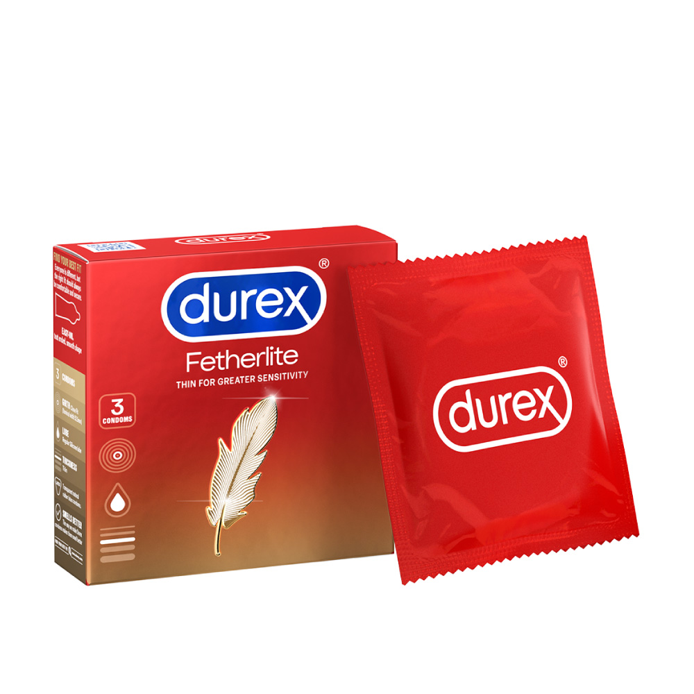 Durex Fetherlite Condoms Are Ultra-Thin, Size 52.5mm, 3 Packs/Box