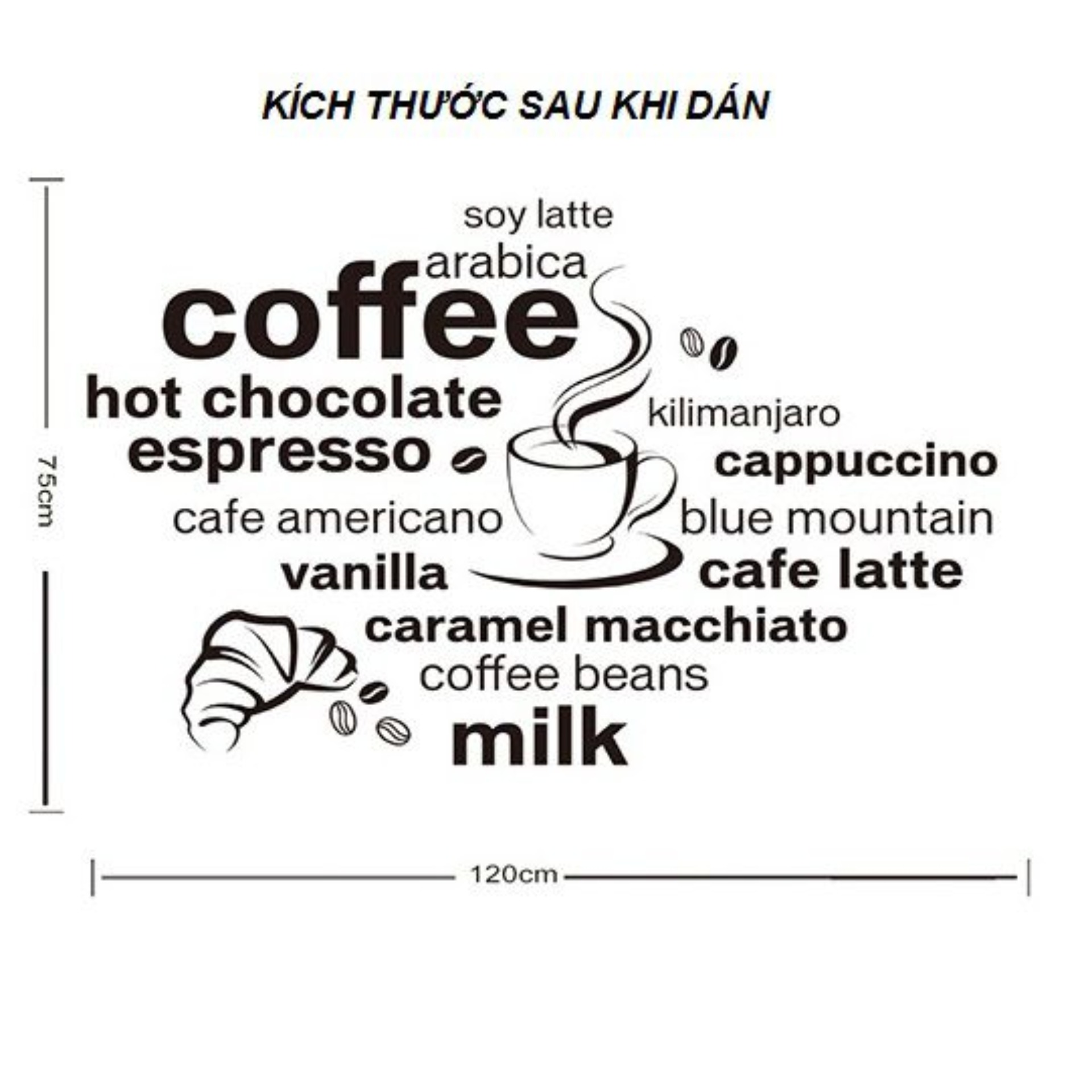 [HCM]Decal dán tường Amyshop- tiếng anh Coffee DKN025