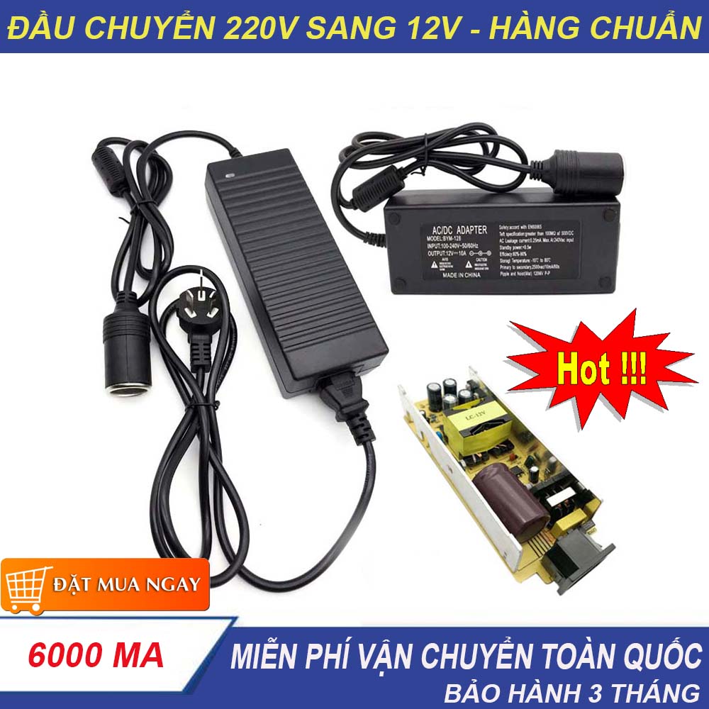 Bộ Chuyển Đổi Nguồn Điện 220V Sang 12V, Với Thiết Kế Nhỏ Gọn Bộ Chuyển Đổi Giúp Bạn Thuận Tiện Và Giảm Thiểu Bớt Chi Phí. Mua Ngay giảm giá 50% BH 3 Tháng Lỗi 1 Đổi 1 !