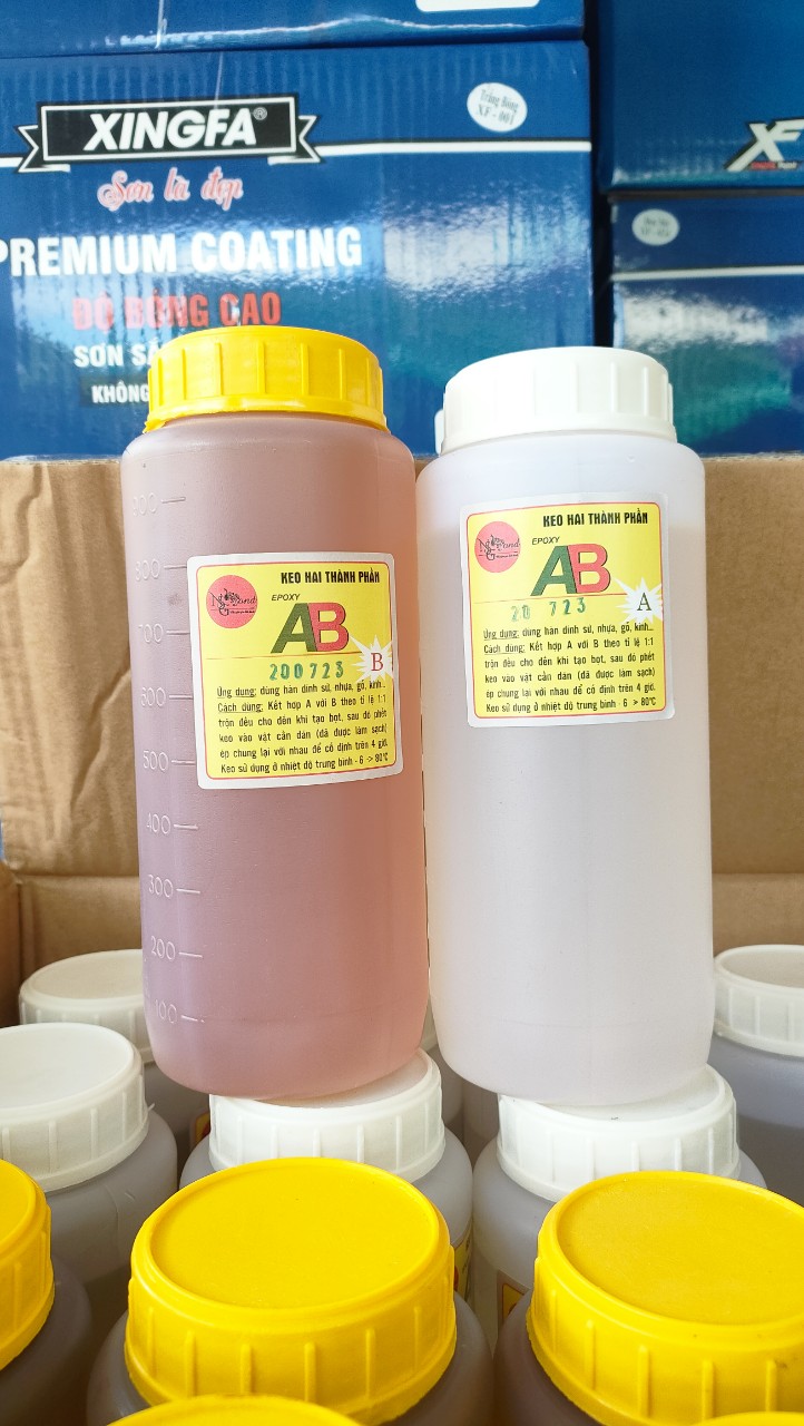 KEO DÁN GỖ 2 THÀNH PHẦN  EPOXY AB BỘ 2KG (1KGA:1KGB)