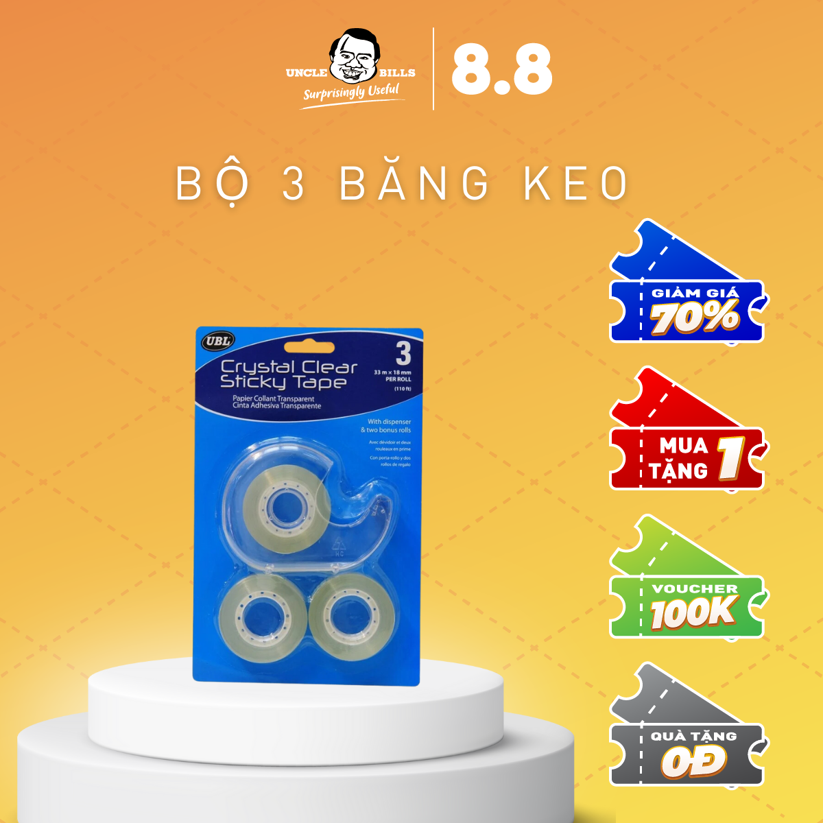Bộ 3 băng keo trong uncle bills sg0083