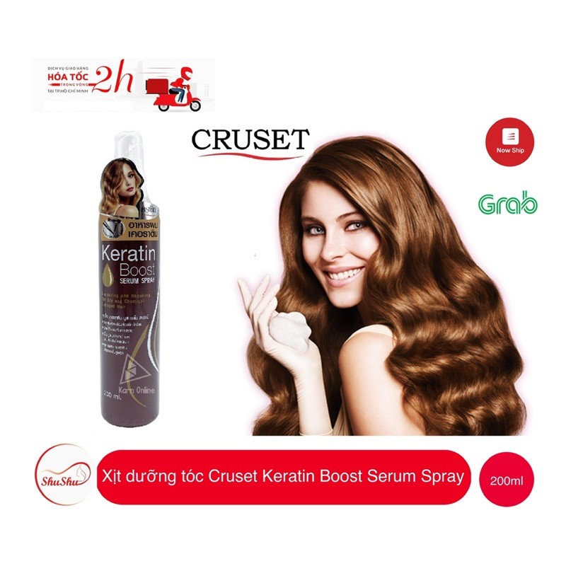 Xịt dưỡng tóc Cruset Keratin Serum Spray boots Thái Lan 200ml