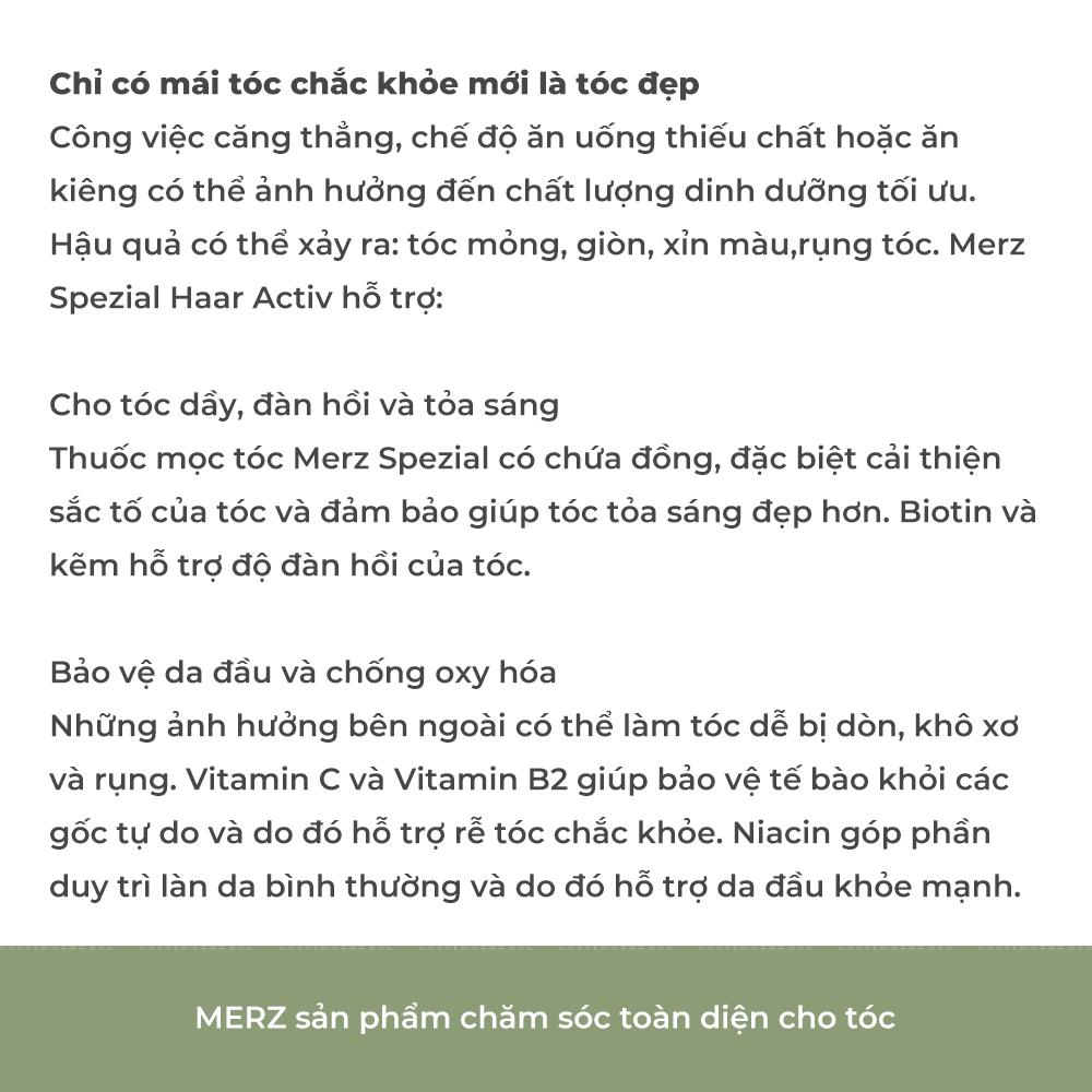 MERZ sản phẩm chăm sóc toàn diện cho tóc