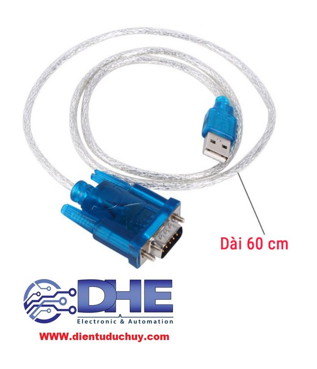 CÁP CHUYỂN ĐỔI USB <--> RS232, CHIP HL340, ĐẦU RA CỔNG COM DB9 ĐỰC