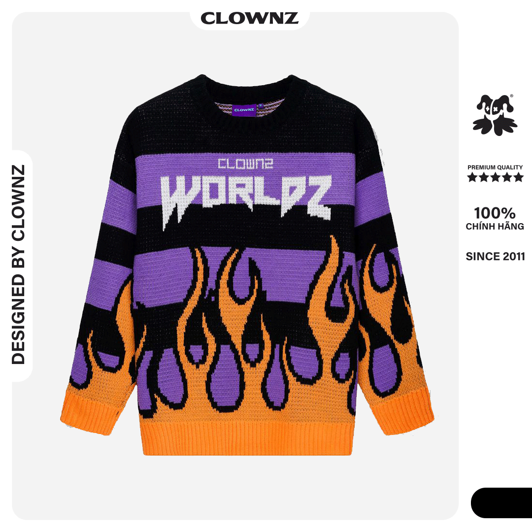 Áo len sweater local brand Clownz WorldZ Star Knit form rộng