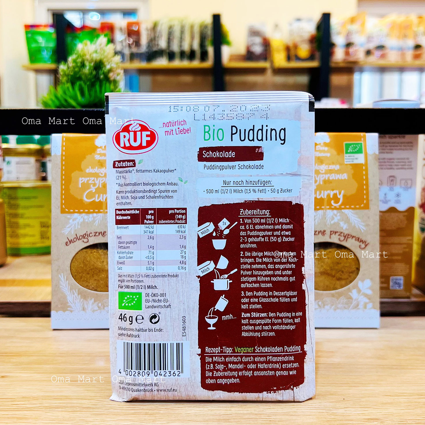 Bột làm Pudding vị vani  và socola hữu cơ Ruf 40g