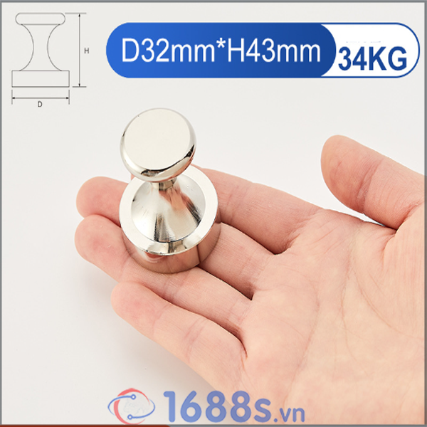 Nam châm núm inox đính bảng - 1688s.vn