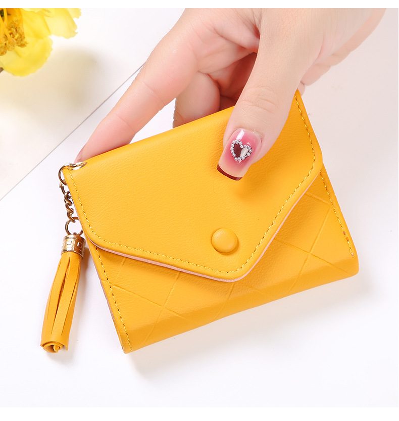 Ví bóp nữ mini khuy bấm tua rua xinh xắn lila vky45