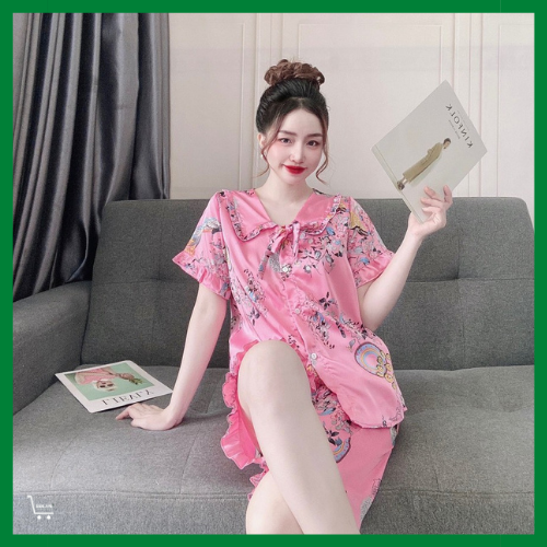 Đồ ngủ lụa Latin lửng, bộ pijama lụa mặc nhà