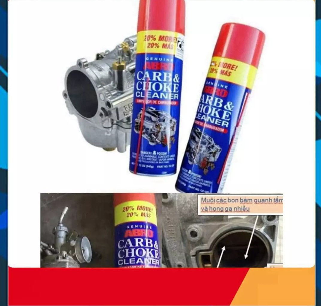 Chai Xịt Súc Bình Xăng Con Abro Carb & Choke Cleaner (400ml)