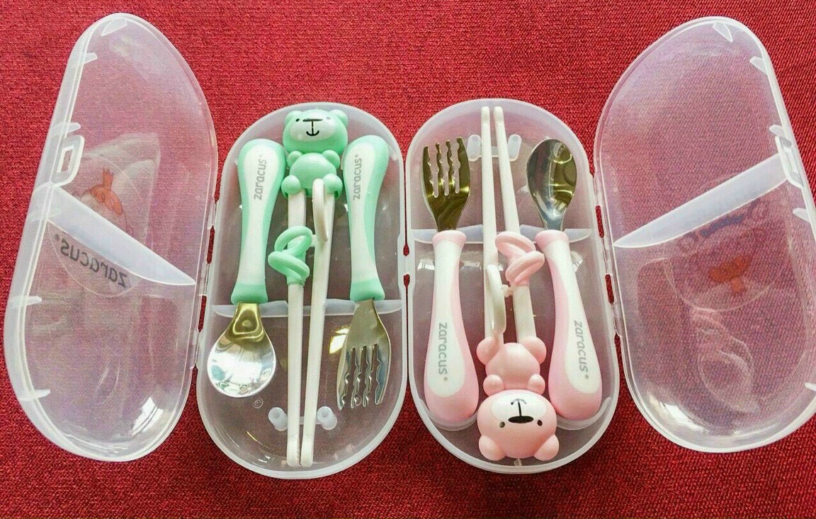 Set thìa dĩa đũa ăn dặm ZARACUS cao cấp cho bé