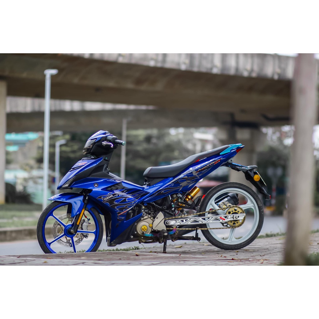 Tem Rời Dán Xe Exciter 150 Mẫu Lửa Xanh Đen Trắng