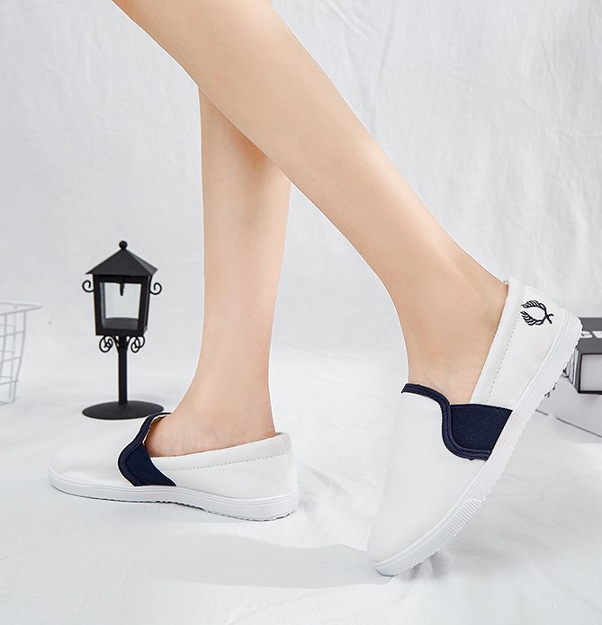 Giày lười nữ vải cotton cao 2p