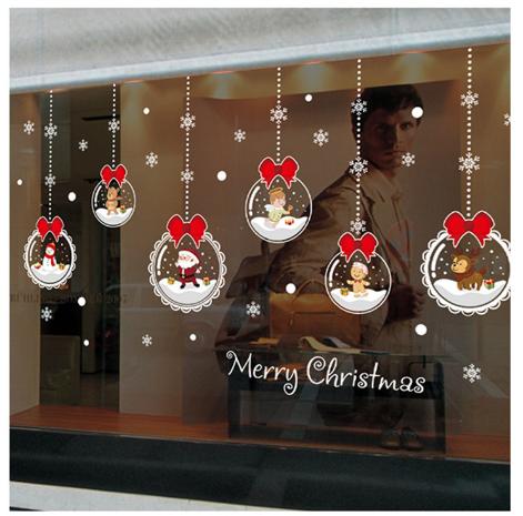 Decal trang trí tường Noel - Rèm Cầu Pha Lê Nơ Đỏ