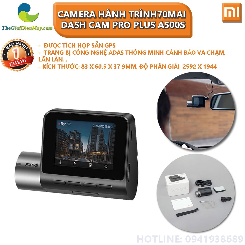 Camera hành trình ô tô 70MAI Pro Plus A500 tích hợp sẵn GPS
