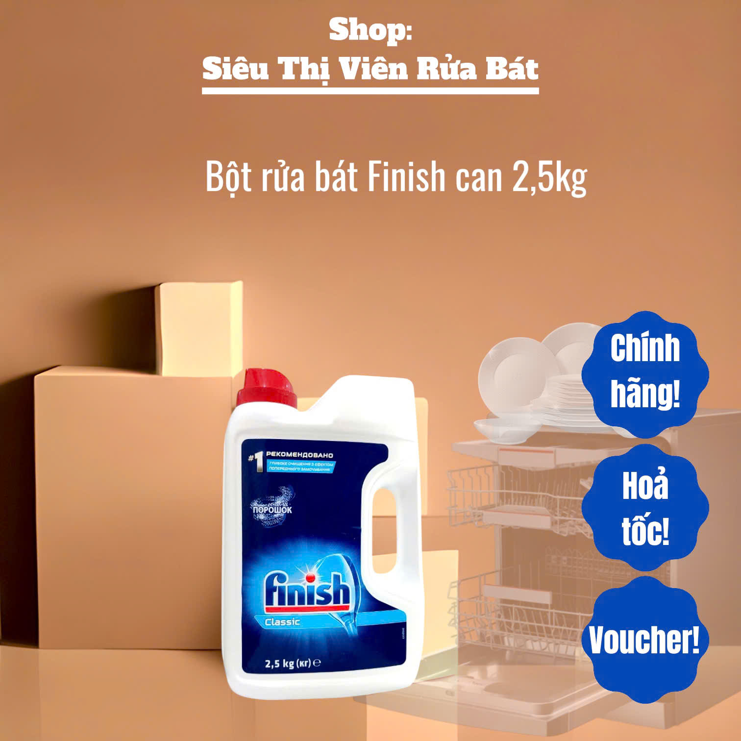 Bột rửa bát Finish, bột rửa chén bát cho máy [tiết kiệm, dễ điều chỉnh liều lượng]