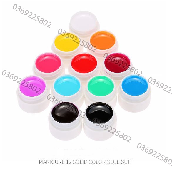 Set 12 hũ GEL Vẽ móng 3D có màu