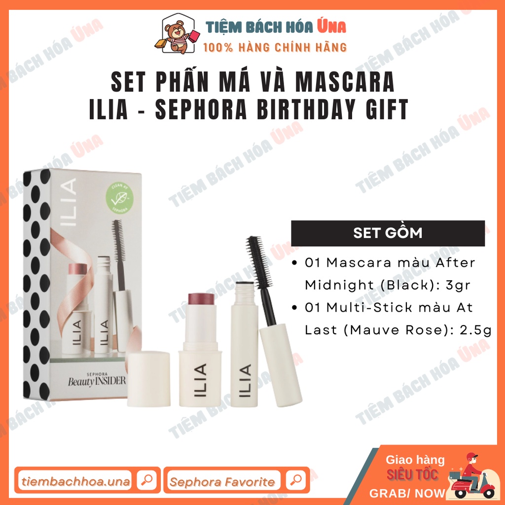 Set Mascara và phấn má ILIA minisize