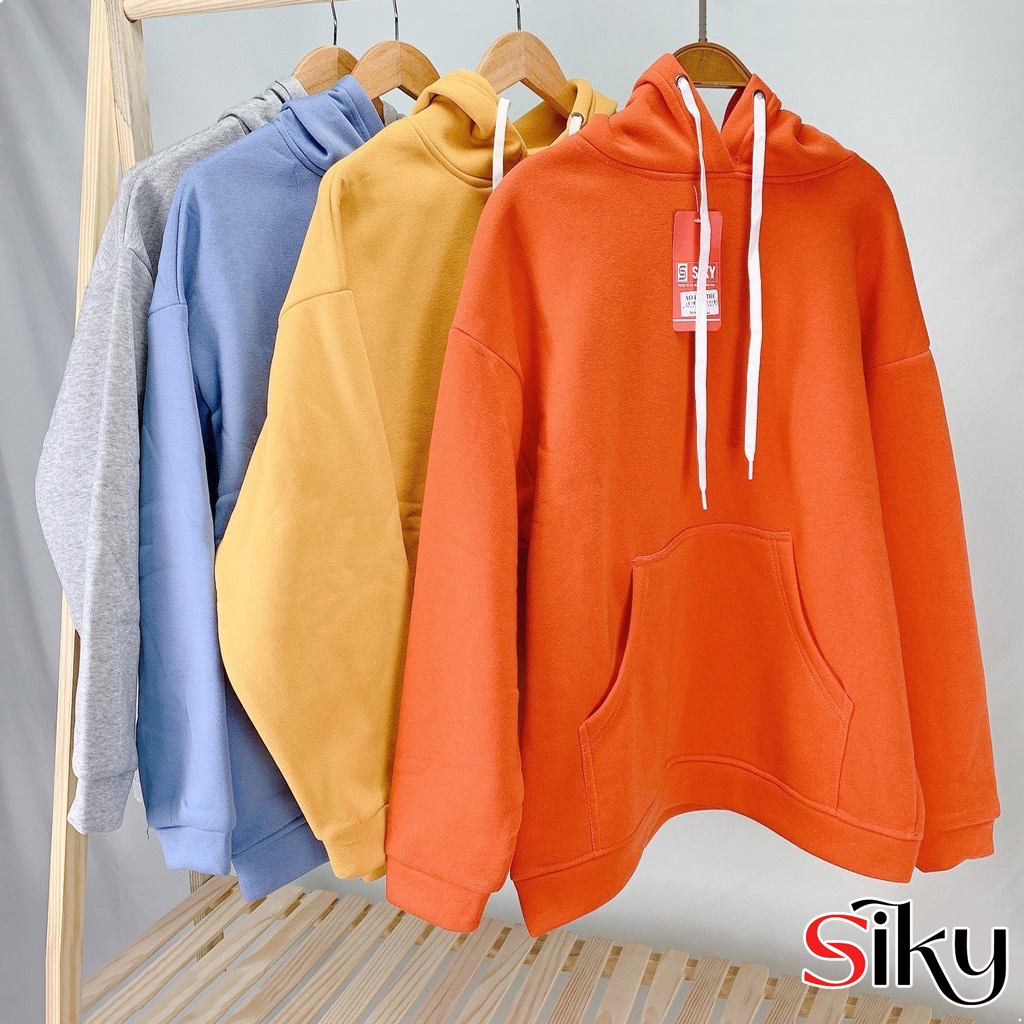 Áo HOODIE nữ form rộng trơn BASIC - Siky - AHD01