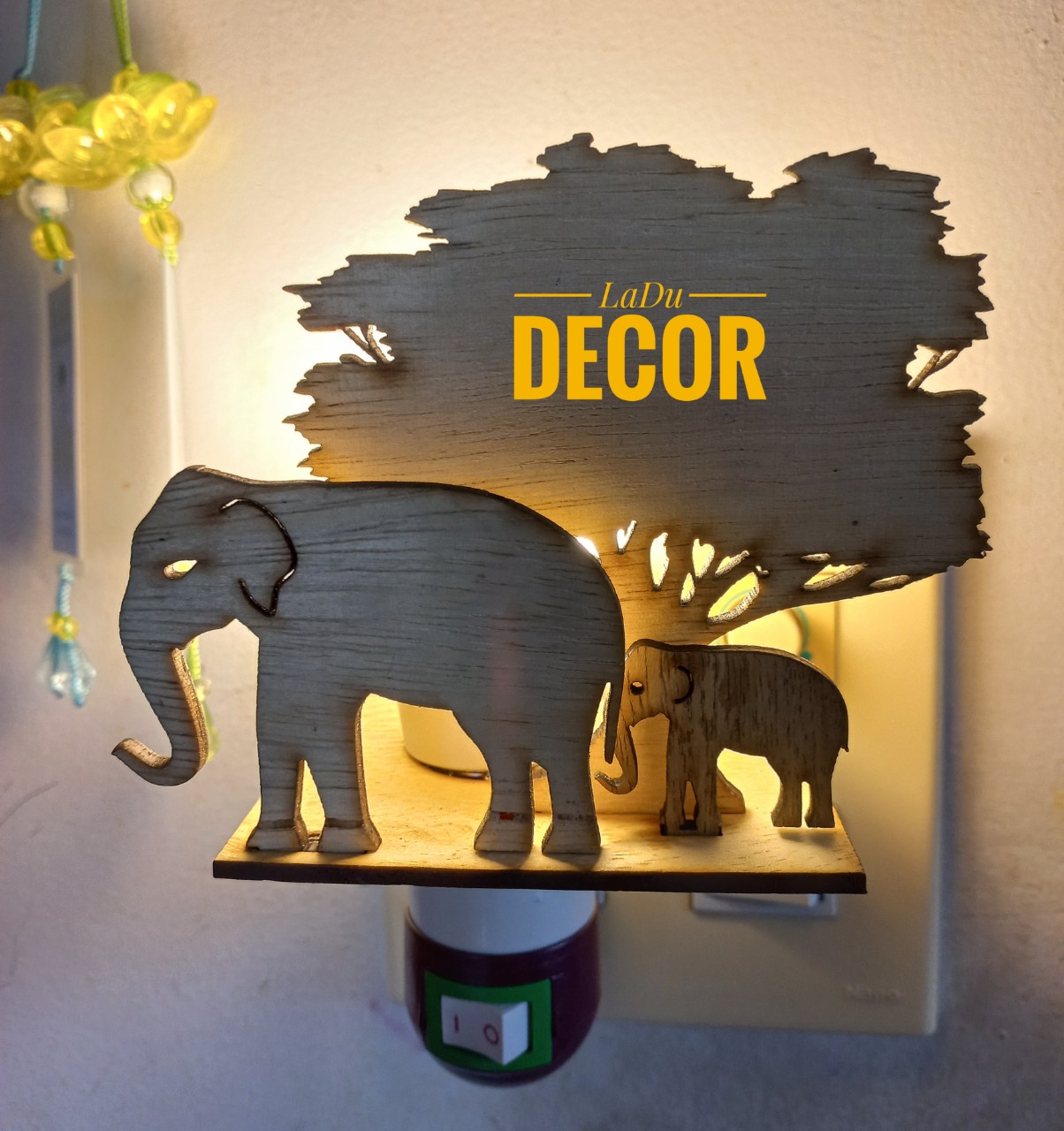 [Tặng kèm dây điện] Đèn gỗ trang trí- LaDuDecor