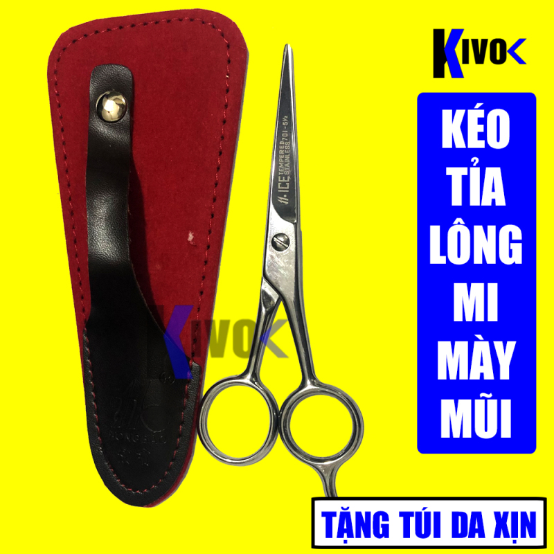 Bộ Kéo Cắt Lông Mũi - Lông Mi - Lông Mày HONGBAO 5.5 inch + TẶNG KÈM  BAO DA CAO CẤP - Kéo cắt tỉa lông cao cấp cao cấp