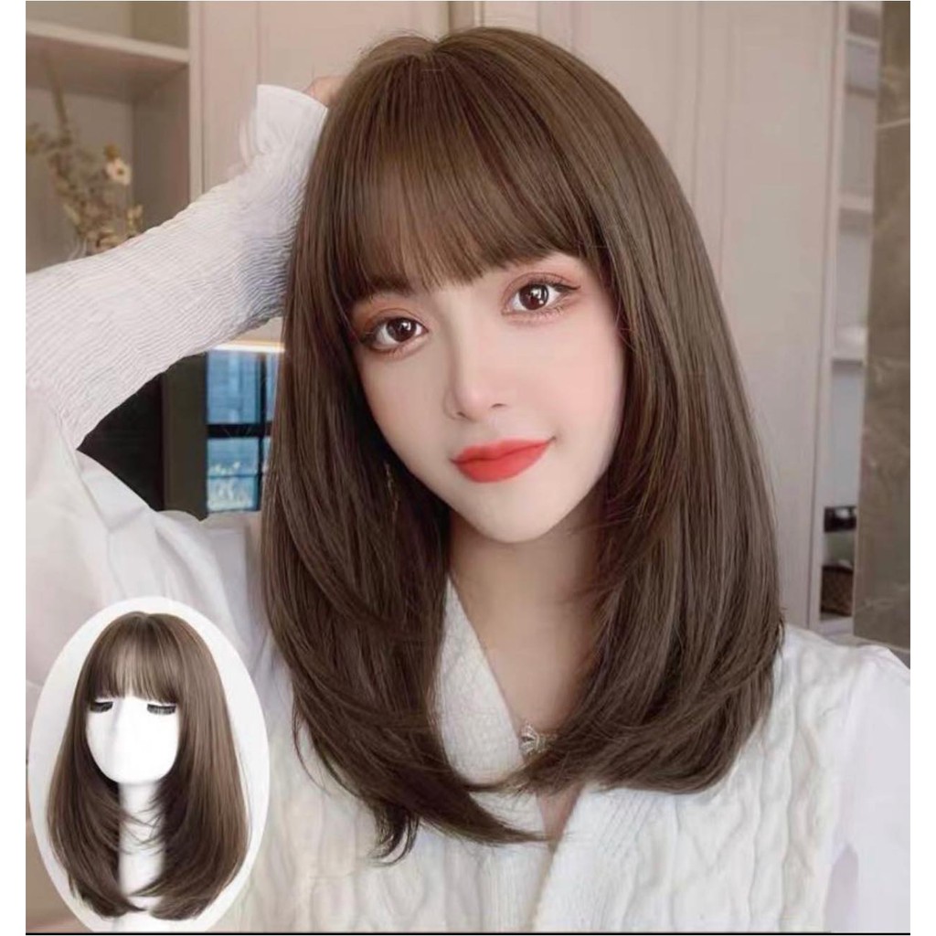Tóc giả nữ nguyên đầu. Tóc cả đầu layer dài 40cm