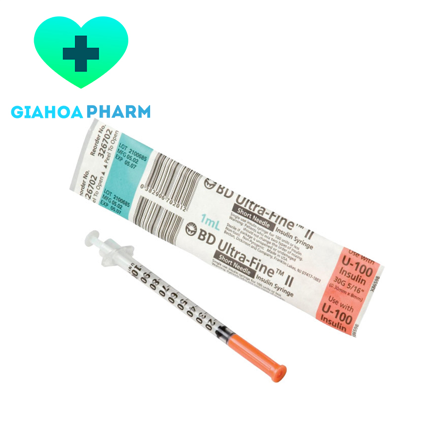 Bơm tiêm / Ống kim chích (Xy lanh) BD Ultra Fine (Mỹ) 1ml (cc) (bơm thuốc, sữa, thức ăn, tiểu đường/ đái tháo đường...)