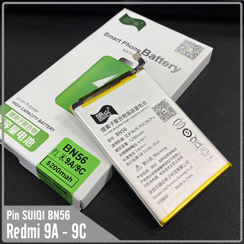 Pin suiqi li-ion thay thế cho xiaomi redmi 9a - redmi 9c bn56 5200mah