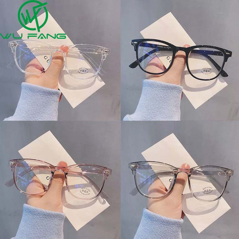 WUFANG Kính Mắt Trang Trí Thời Trang Cho Nam Nữ Kính Mắt Quang Học Bảo Vệ Mắt Phong Cách Hàn Quốc Chống Ánh Sáng Xanh PC Gọng Trơn 1 Chiếc