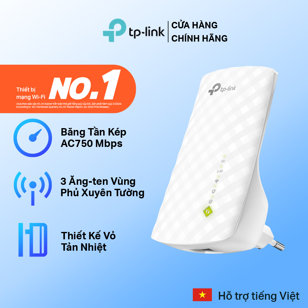 Bộ Mở Rộng Sóng Wifi TP-Link RE200 Chuẩn AC 750Mbps - Hãng phân phối chính thức