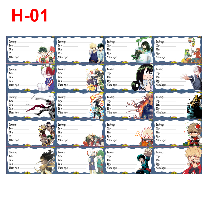Nhãn vở anime my hero academia - nhãn dán anime my hero academia