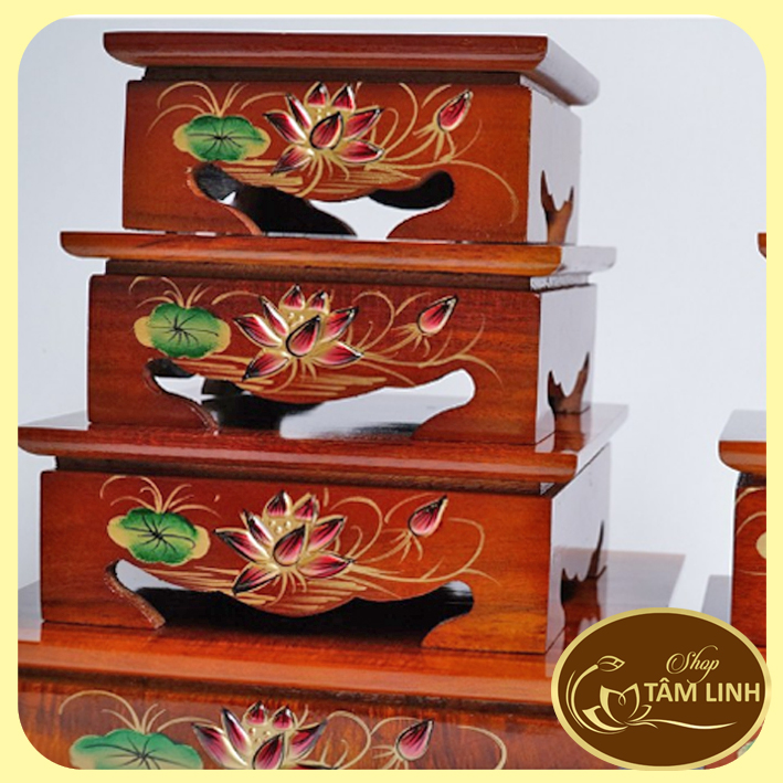 Đôn Gỗ Vuông Hoa Sen Đặt Tượng Thờ _ Nhiều Cỡ