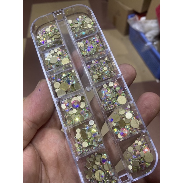 Khay đá Tiệp bảy màu,đá xà cừ mix size gắn móng trang trí