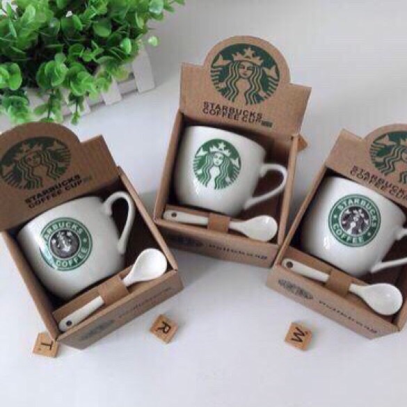 Ly sứ Starbuck Coffe tặng kèm muỗng sứ