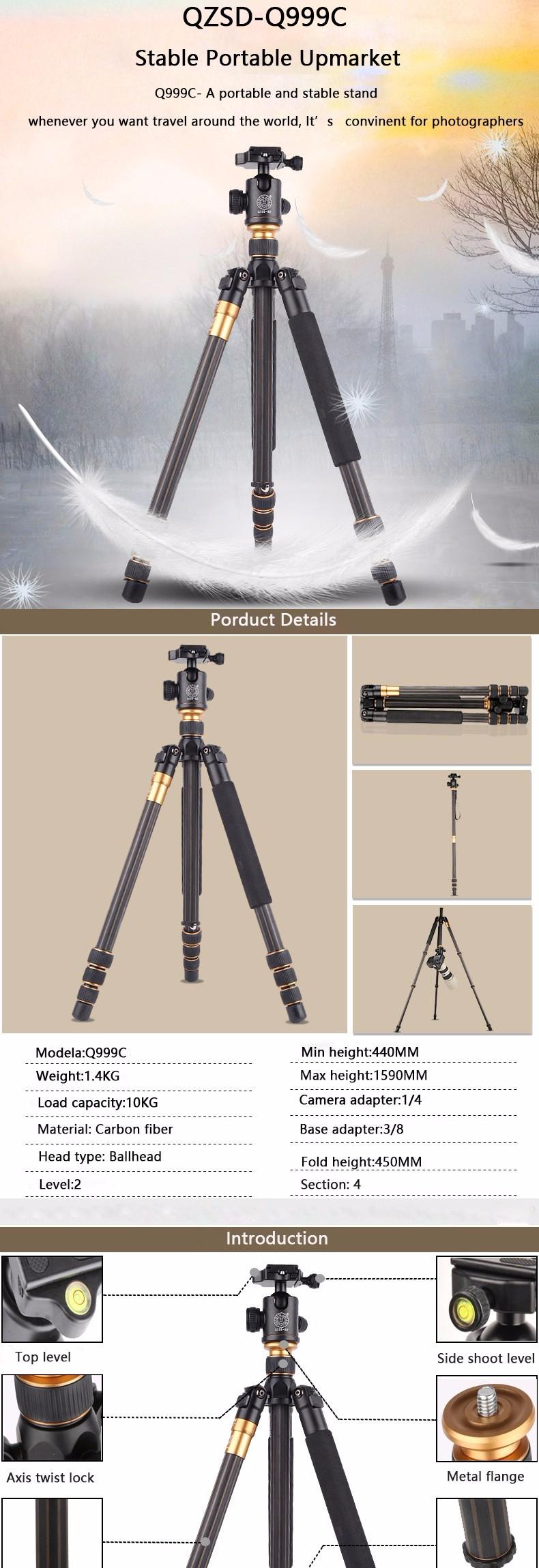 [HCM]Chân máy ảnh Beike Q-999C+ da cừu lau len (Da thật)