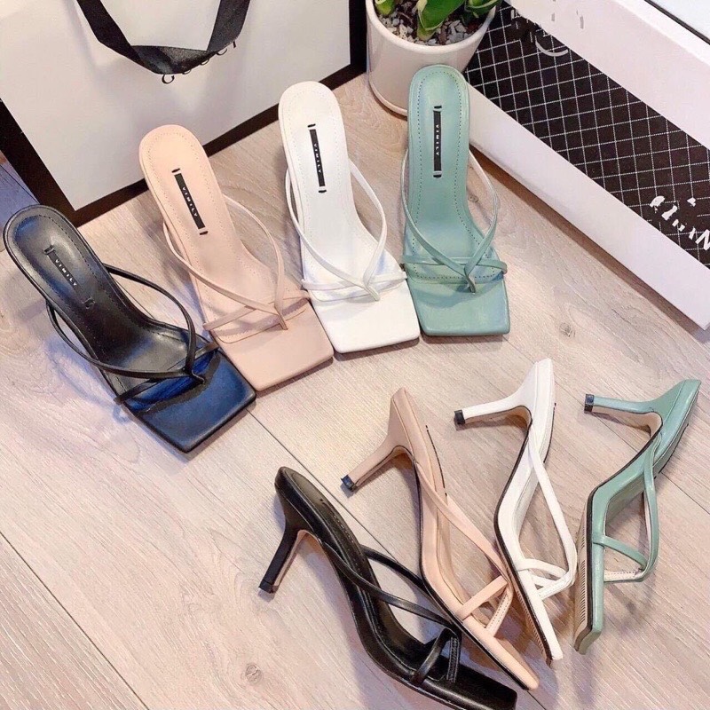 Giày cao gót/guốc cao gót xỏ ngón quai mảnh gót nhọn 5cm hàng cao cấp