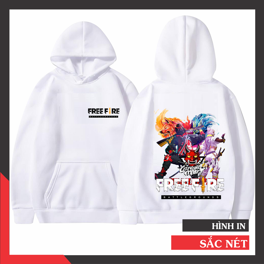 Áo Hoodie Free Fire Chất Nỉ Dầy Dặn Màu Trắng Thẻ Vô Cực Mùa 28