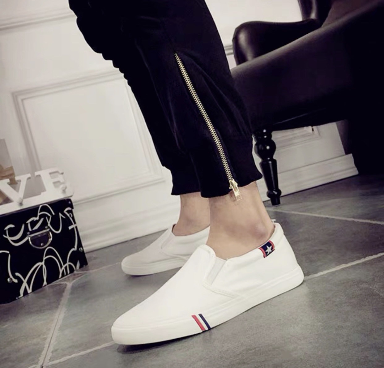 GIẦY DA TRẮNG NAM ,SLIPON.FULL BOX