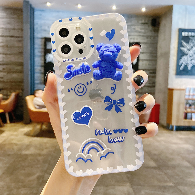 Ốp Lưng Silicon Chống Sốc Viền Nổi Smile Bear