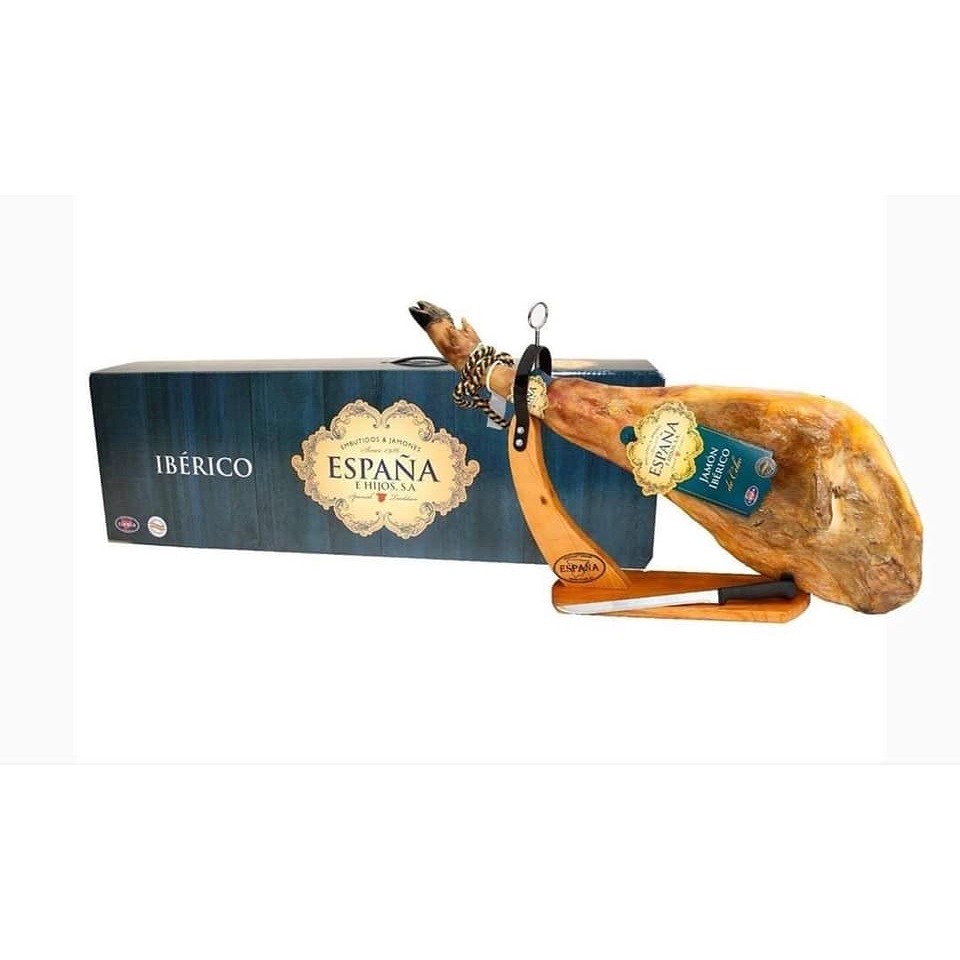 Đùi lợn muối Espana Jamon Iberico de cebo (kèm dao thớt) lợn đen (4,5-5kg)