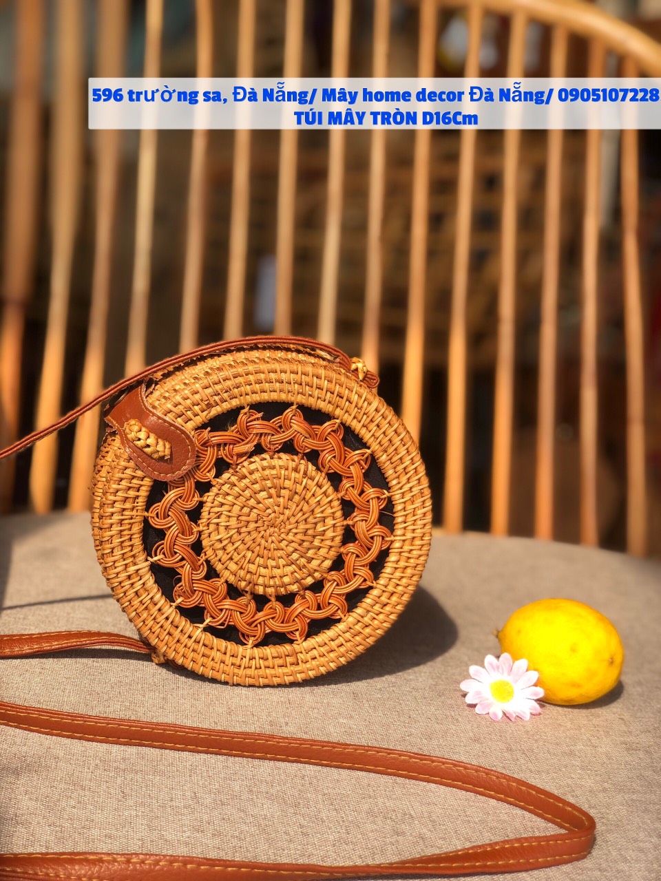 Túi mây tròn đi biển Mandala D20/D16cm