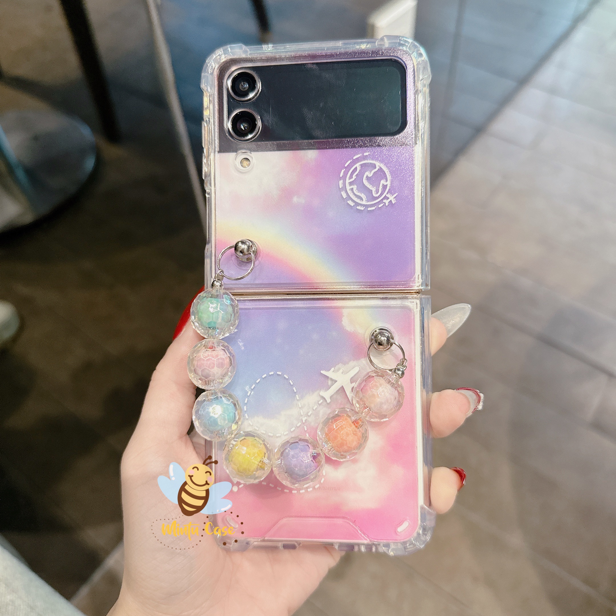 Ốp kèm móc khóa samsung galaxy z flip 3 / z flip 4 -zf310