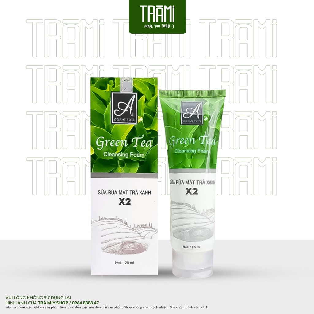 Sữa rửa mặt trà xanh a cosmetics x2,green tea cleansing foam a cosmetics 125ml.