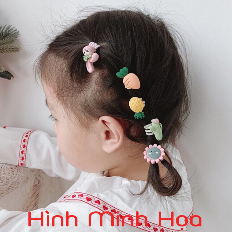 Túi 6 dây cột tóc cho bé gái nhiều hình 3D dễ thương
